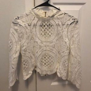Lace long sleeve crop too